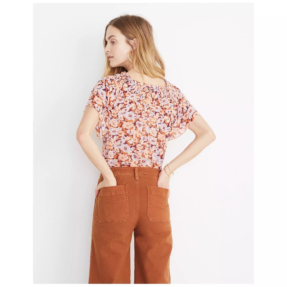 Madewell Smocked Mockneck Top in Floral Breeze - Sz M